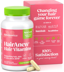 Naturenetics HairAnew bottle with vegan hair growth vitamins for thicker hair