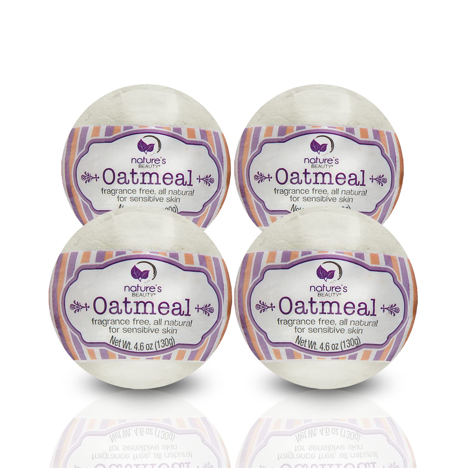 Nature's Beauty oatmeal fragrance-free bath bomb closeup for soothing hydration