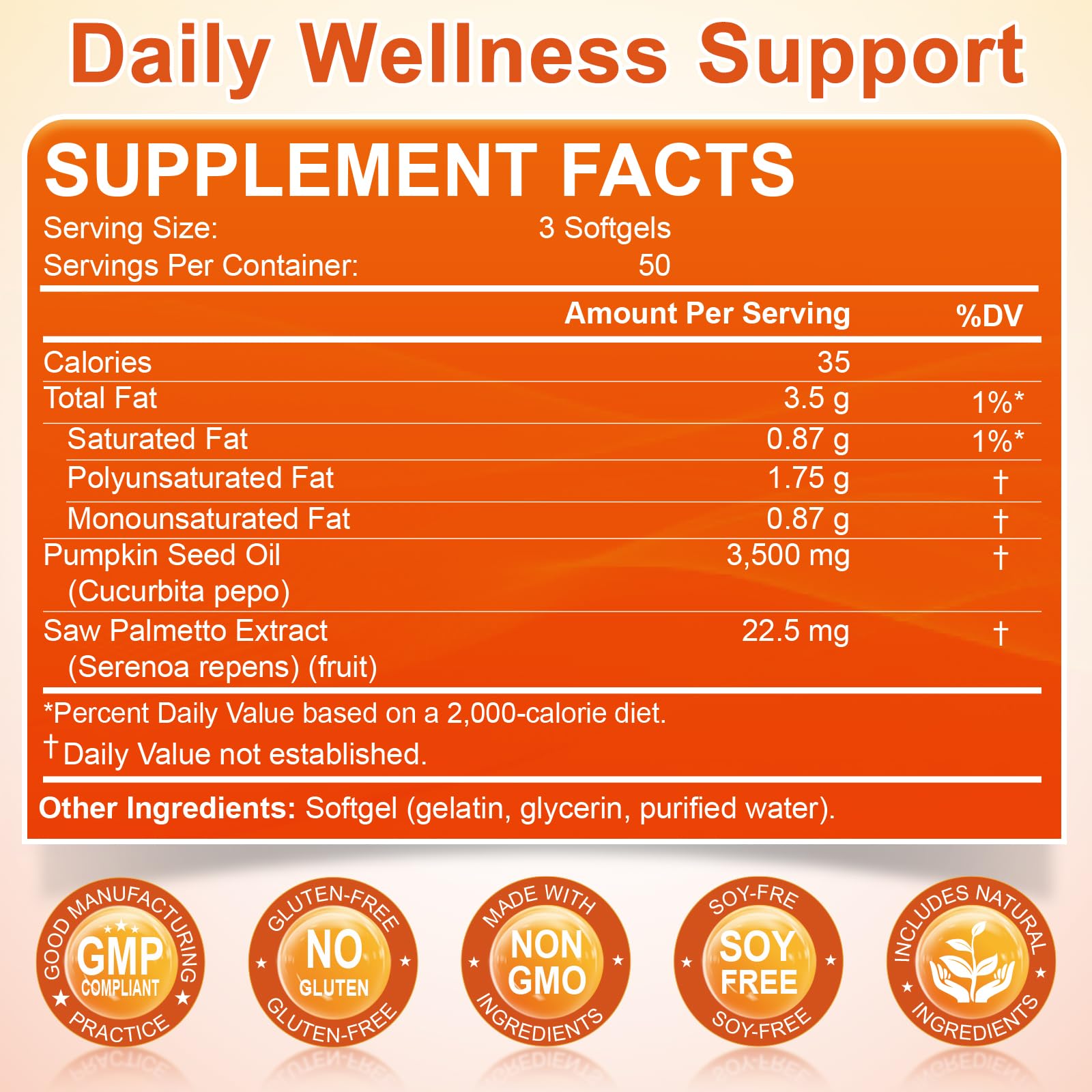 Nature's live supplement facts label close-up showing ingredients and dosing