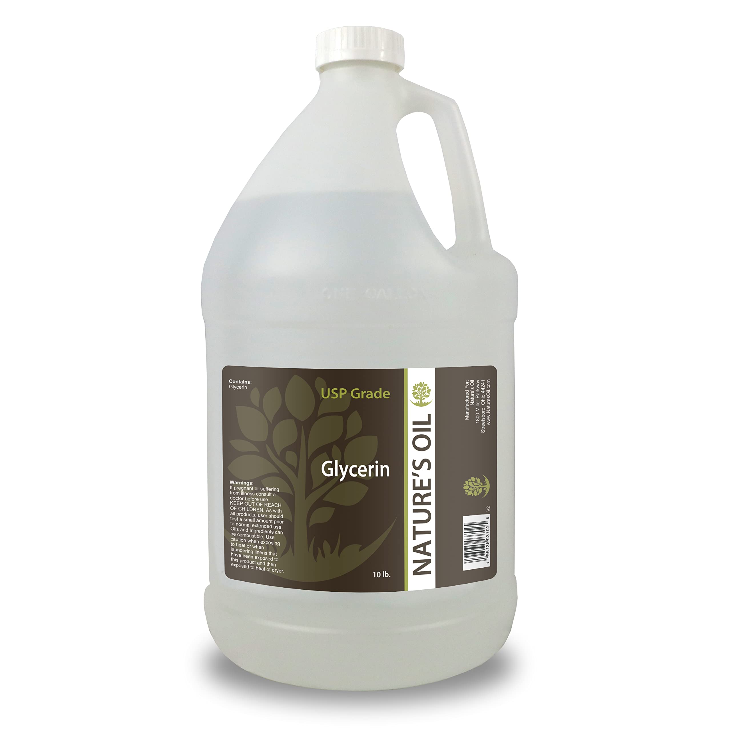 Nature's Oil vegetable glycerin bottle, showing purity for skin care and DIY formulations.