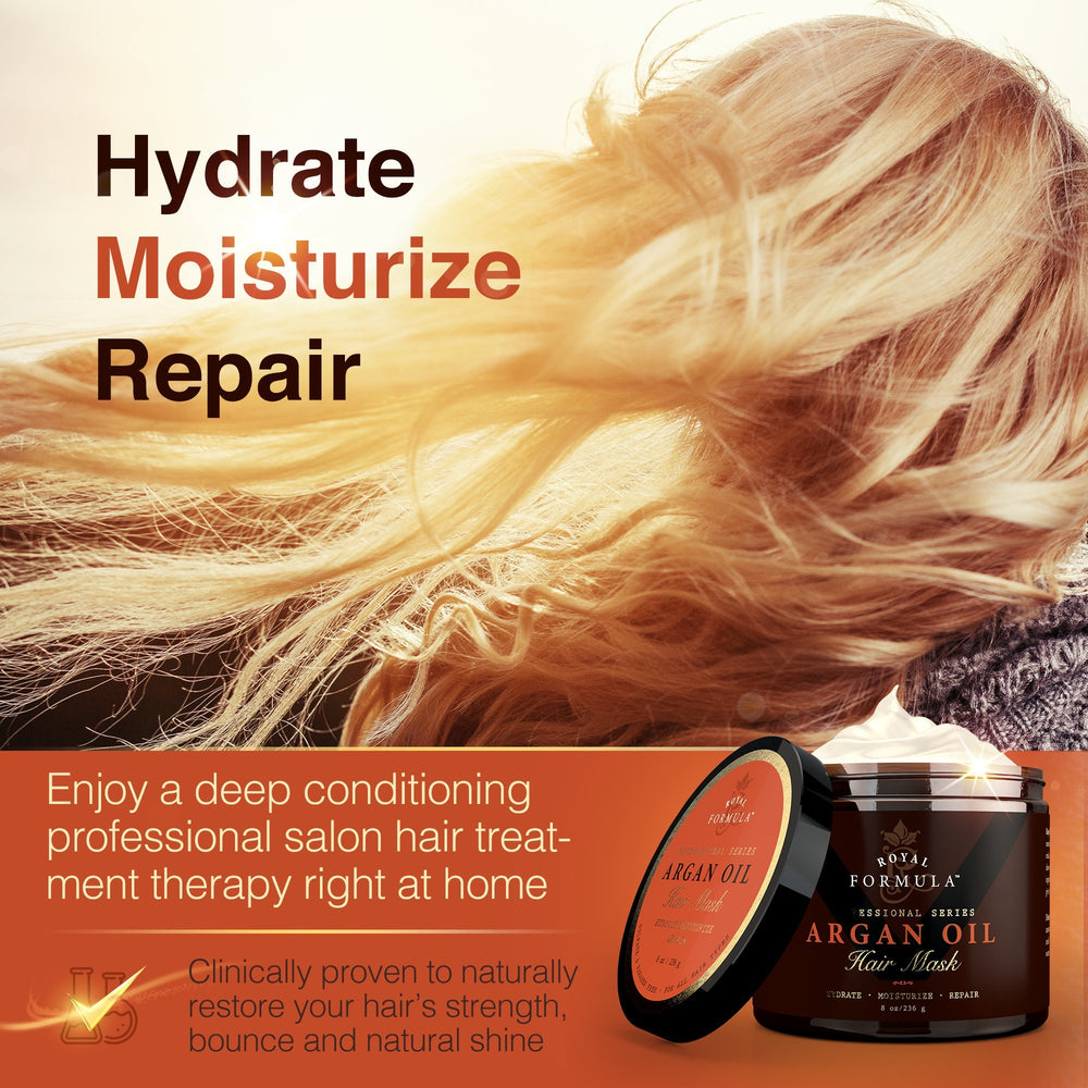 Nature's Potent Argan Oil Hair Mask application being applied for deep conditioning