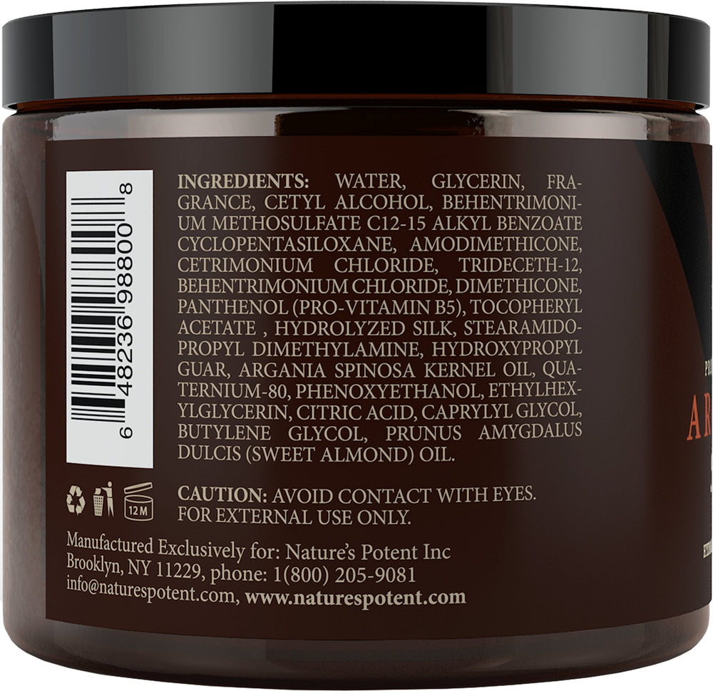Nature's Potent Argan Oil Hair Mask transformation showing smooth shine after use