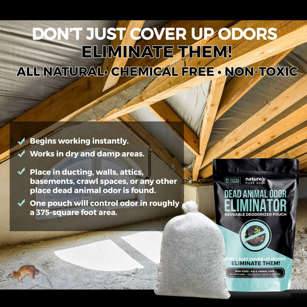 Nature's Pure Edge pouch in damp area shows instant odor control