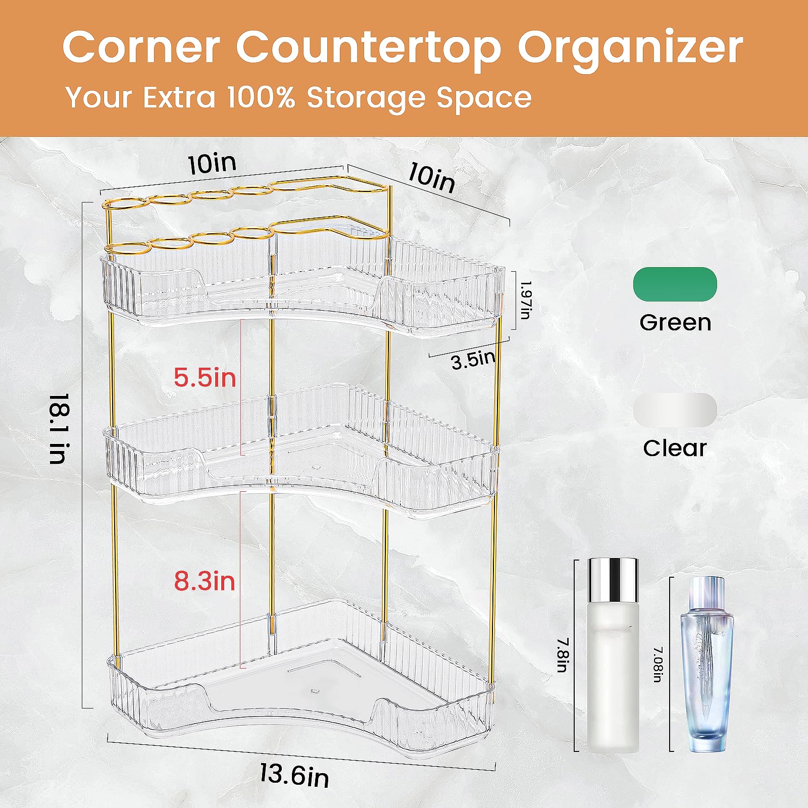 nature's source 3-tier corner bathroom organizer stores cosmetics neatly