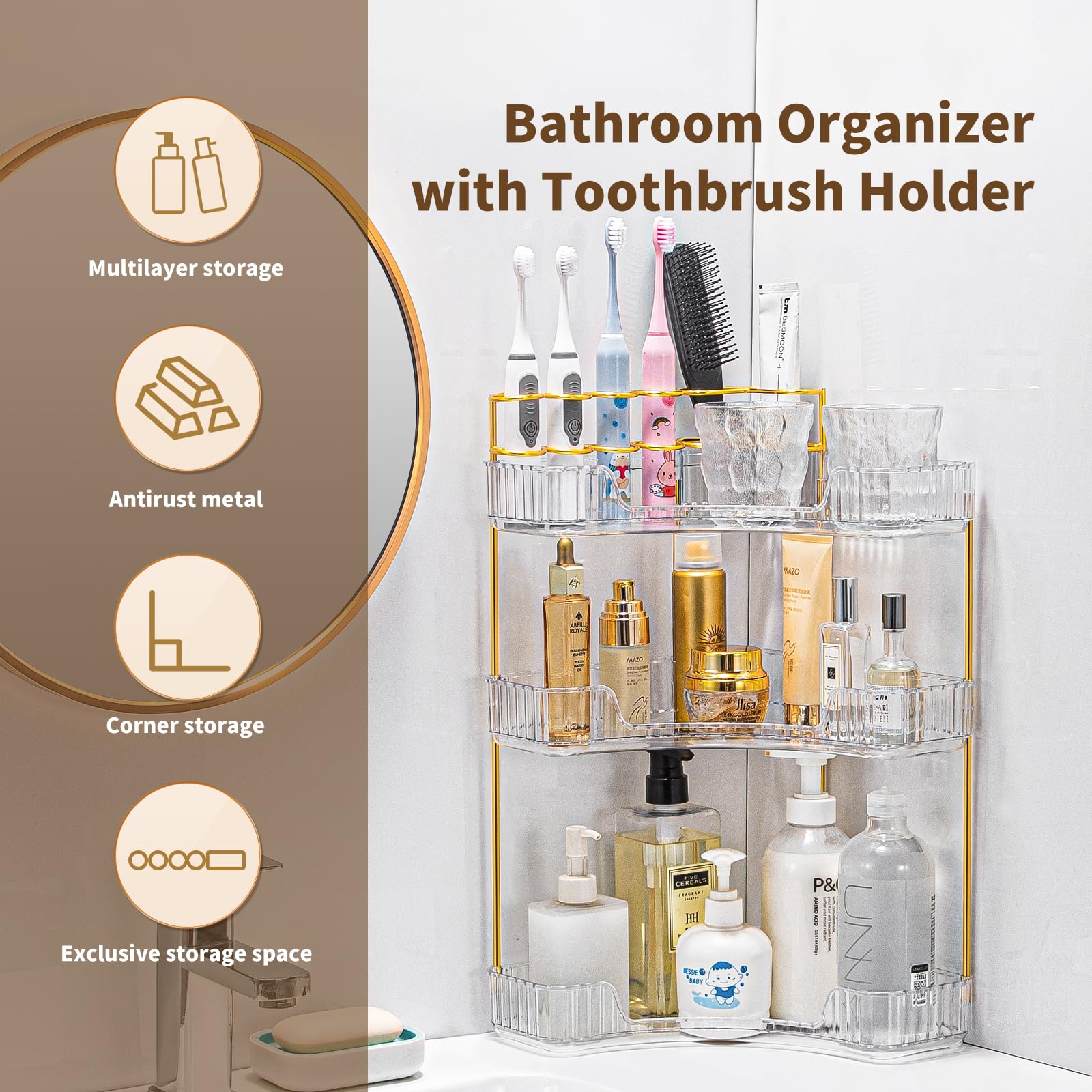 nature's source clear acrylic trays highlight cosmetics and skincare