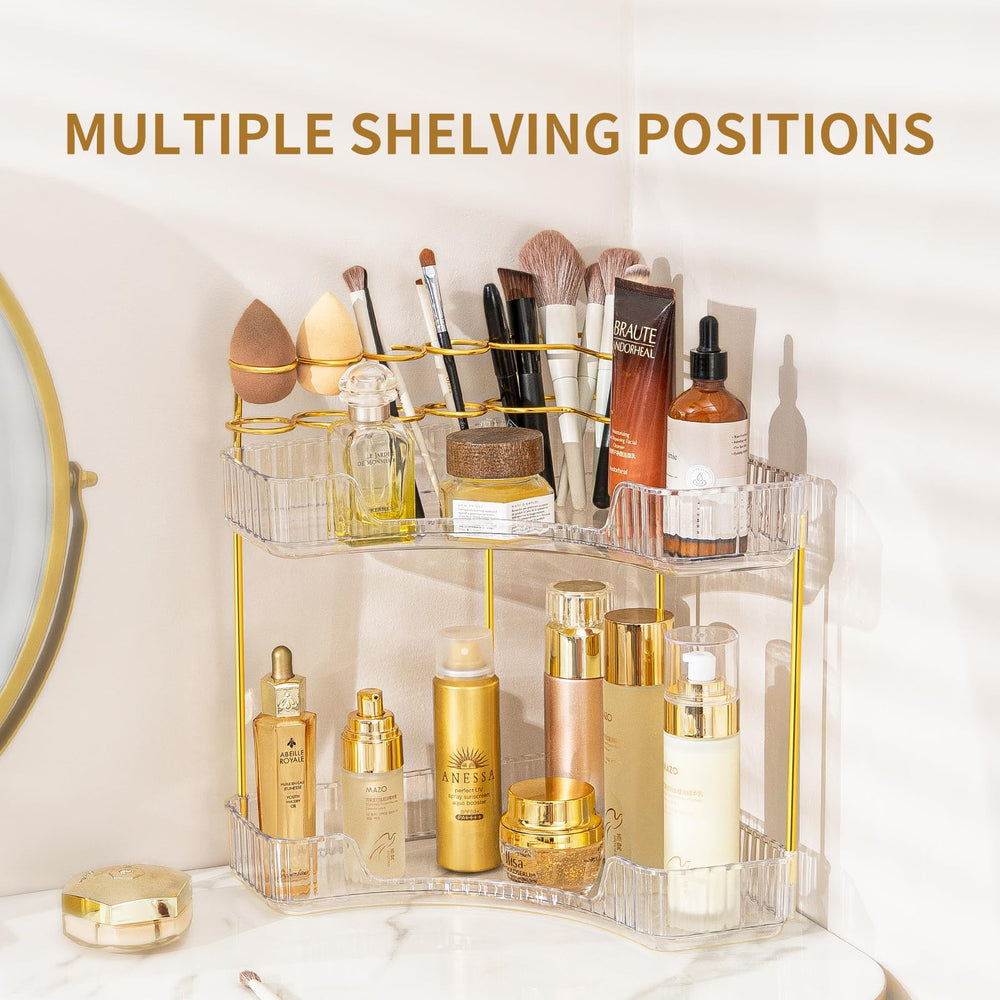 Nature's Source dresser-counter display enhances vanity organization while looking decorative.