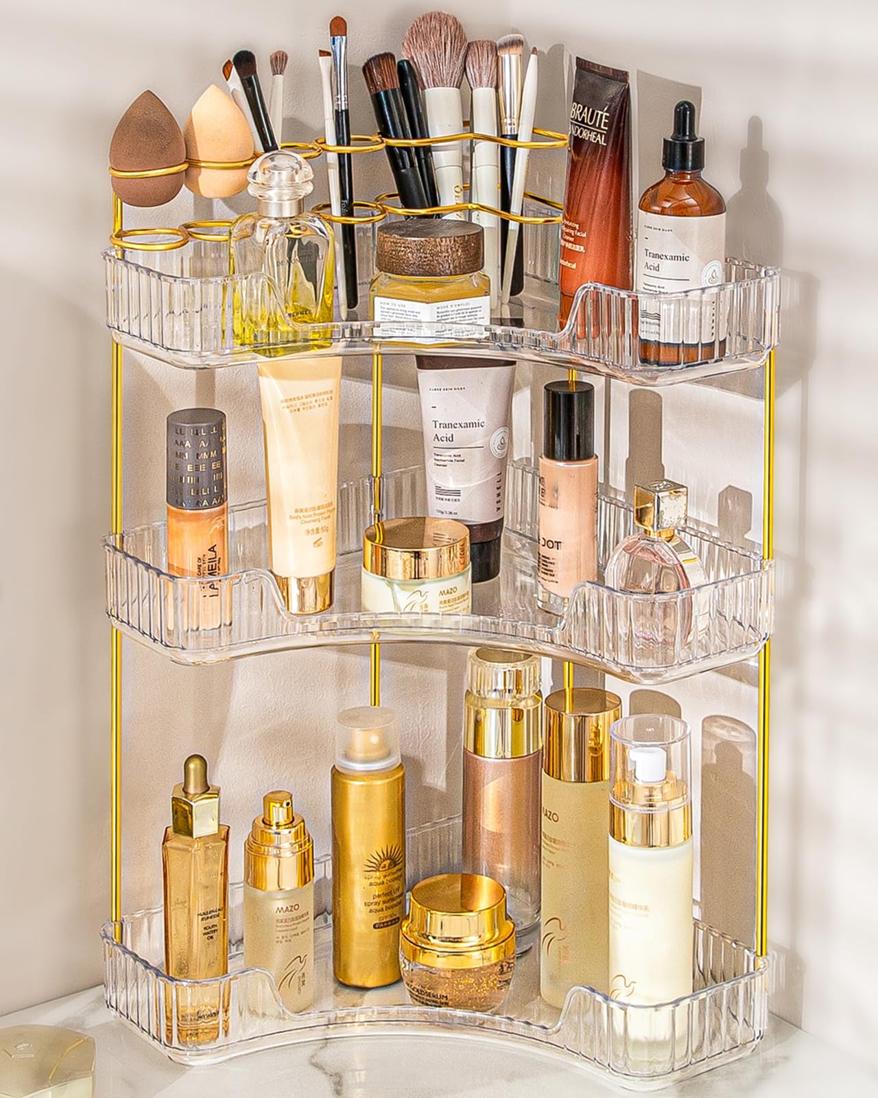 nature's source makeup organizer corner on vanity improves space and order