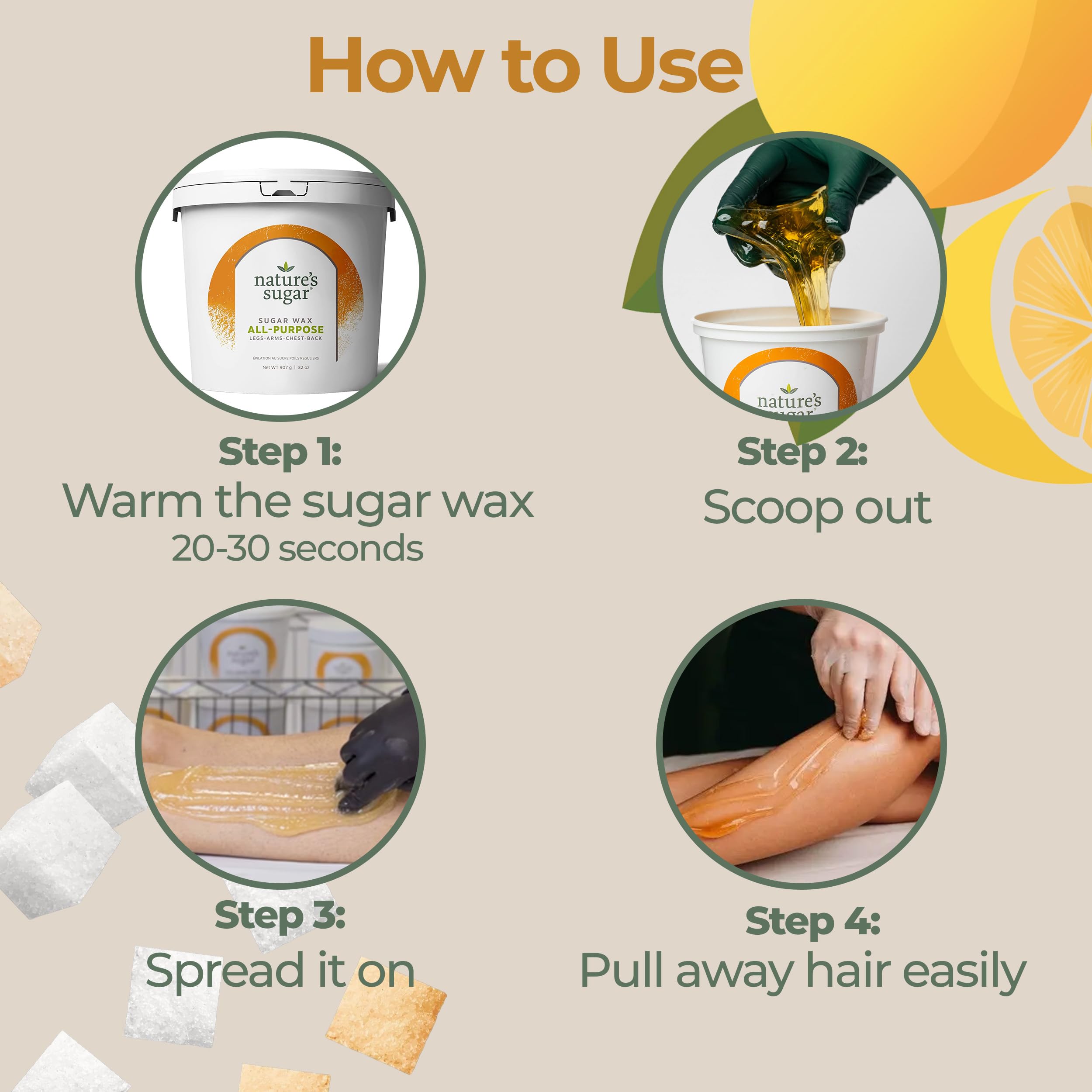 Nature's Sugar wax warmer image suggests quick, safe heating for ready-to-wax sessions.