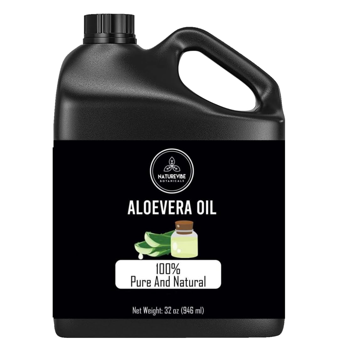 Naturevibe Botanicals Aloe Vera Oil bottle illustrates pure hydration for skin