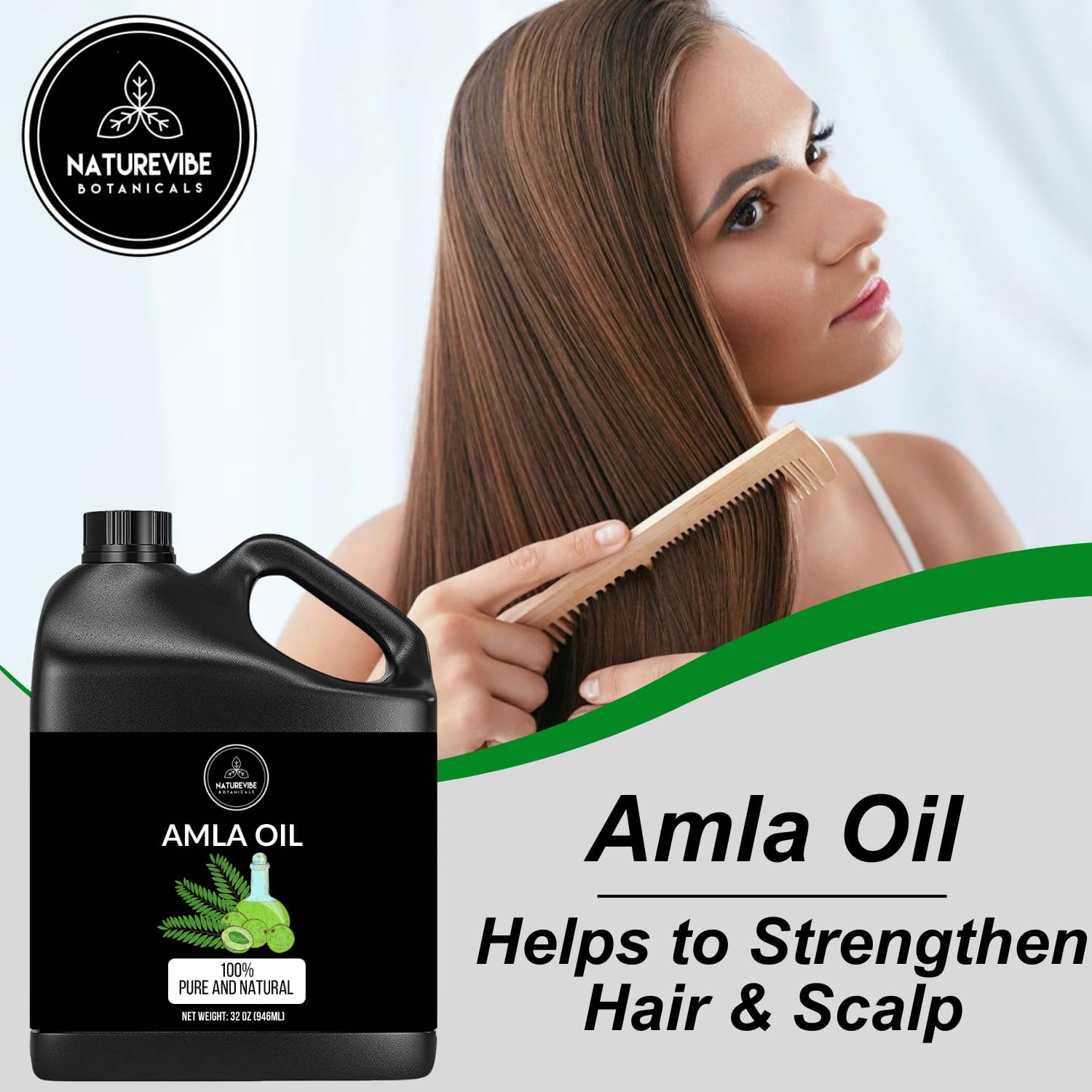 Naturevibe Botanicals Amla Oil pour – easy scalp massage and nourishment.