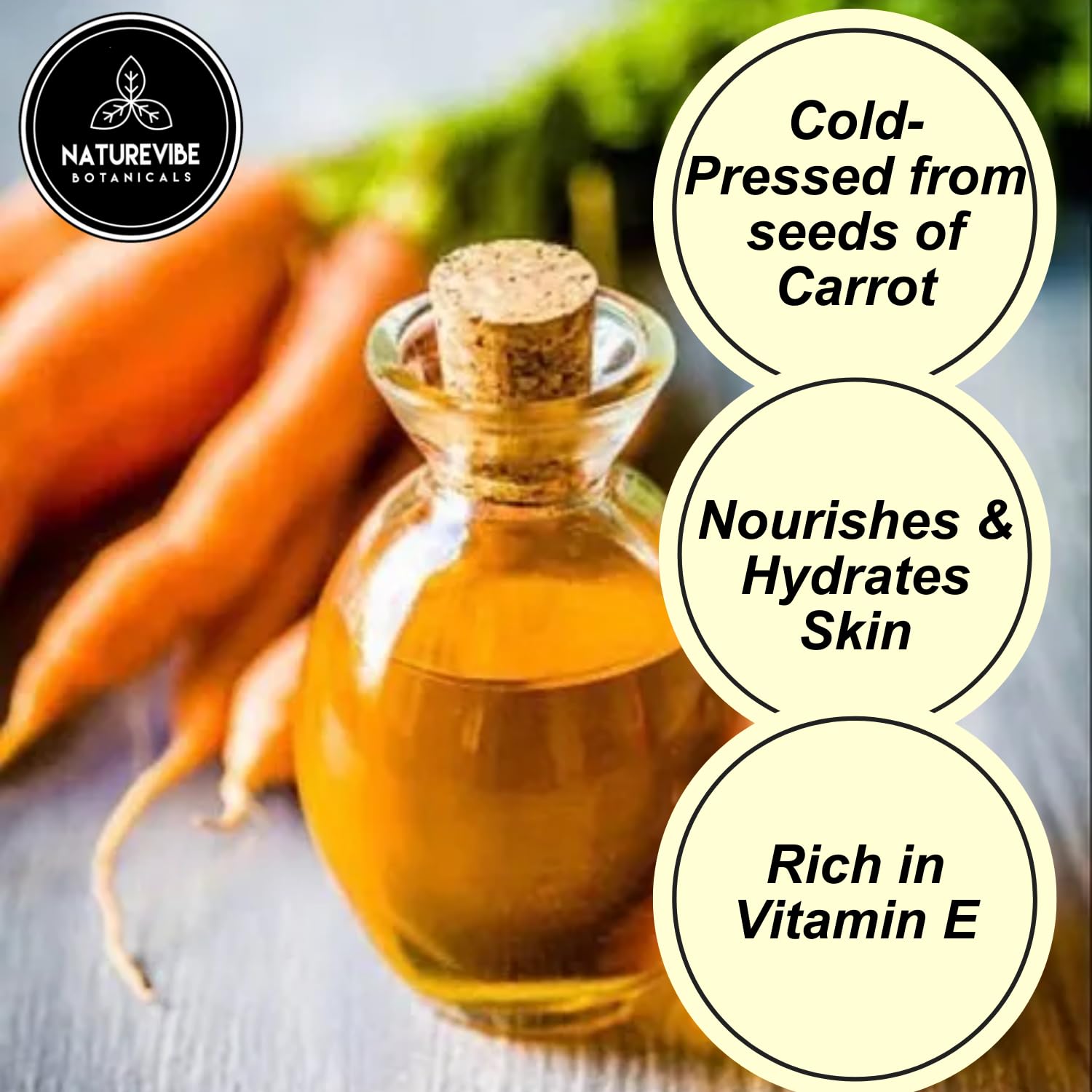 Naturevibe Botanicals carrot oil applied to hair for lightweight nourishment and shine