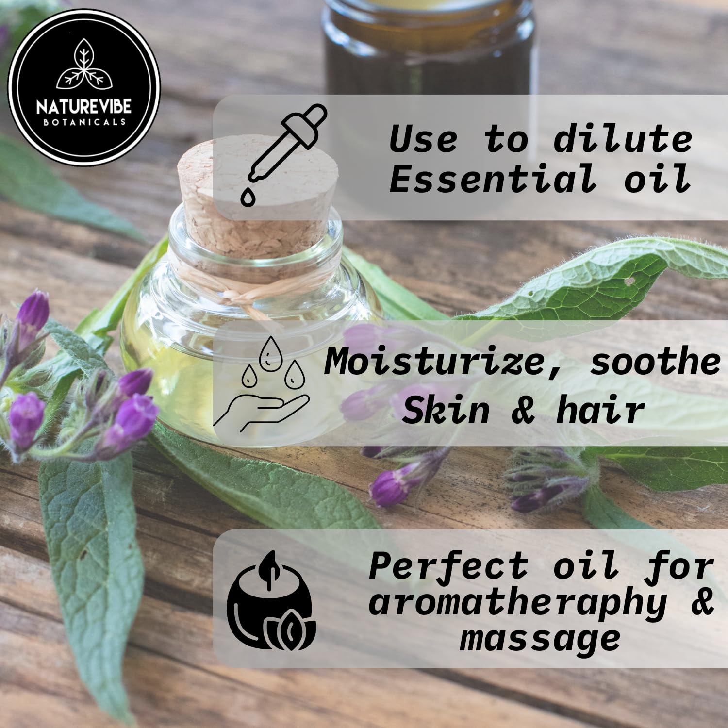 Naturevibe Botanicals comfrey oil for face care provides lightweight hydration
