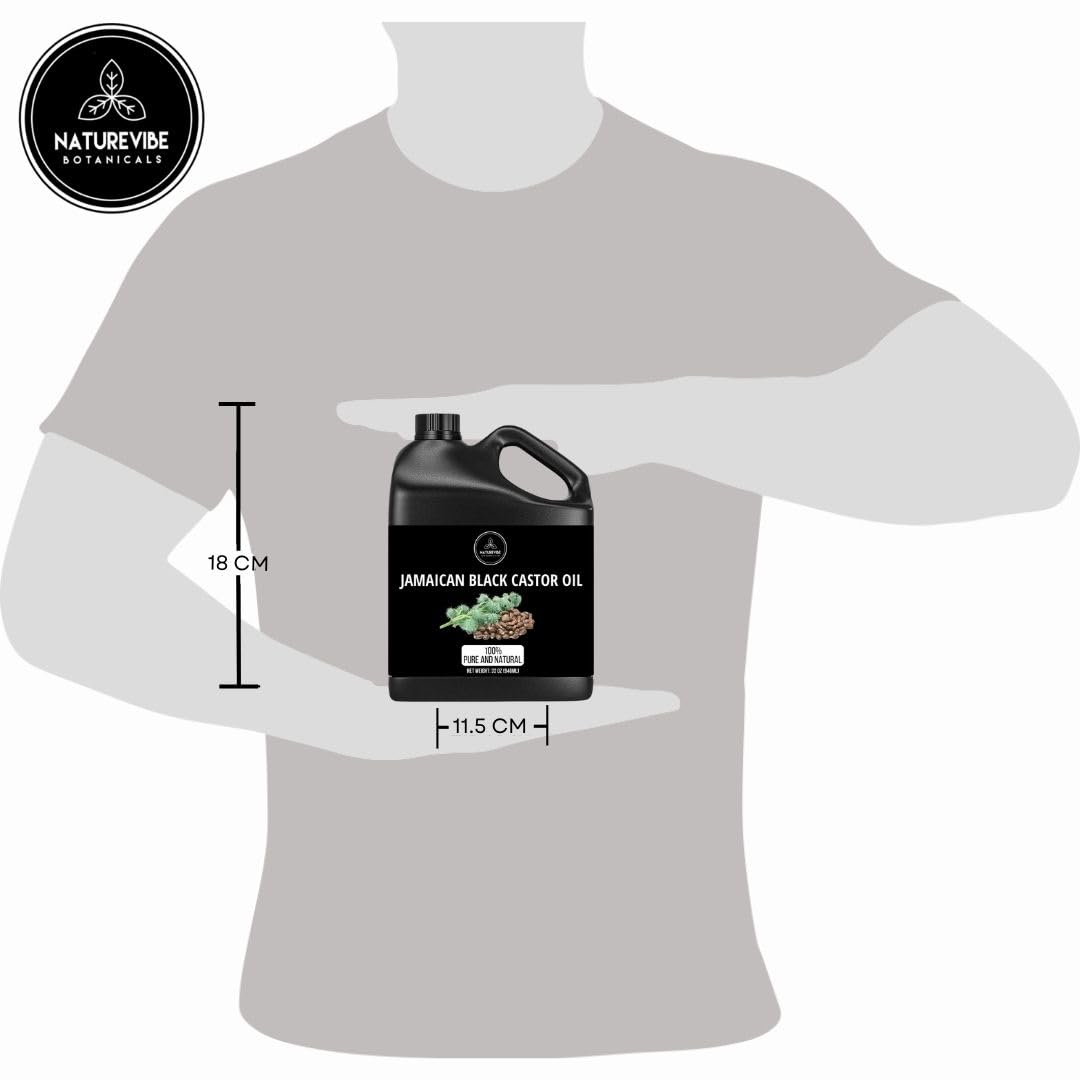 Naturevibe Botanicals Jamaican Black Castor Oil 32oz for scalp and lash care.