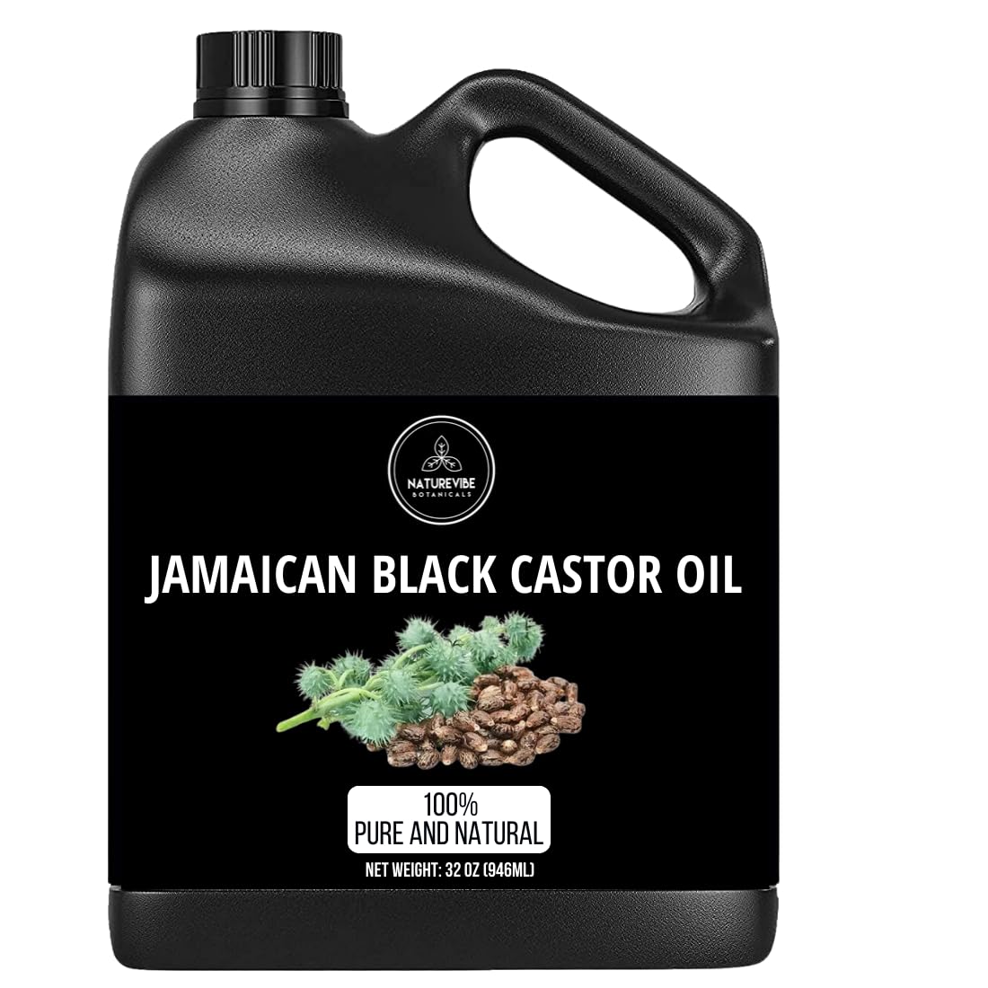 Naturevibe Botanicals Jamaican Black Castor Oil 32oz jar for hair and skin care support.