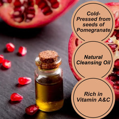 Naturevibe Botanicals Pomegranate Oil being poured for easy, mess-free application.