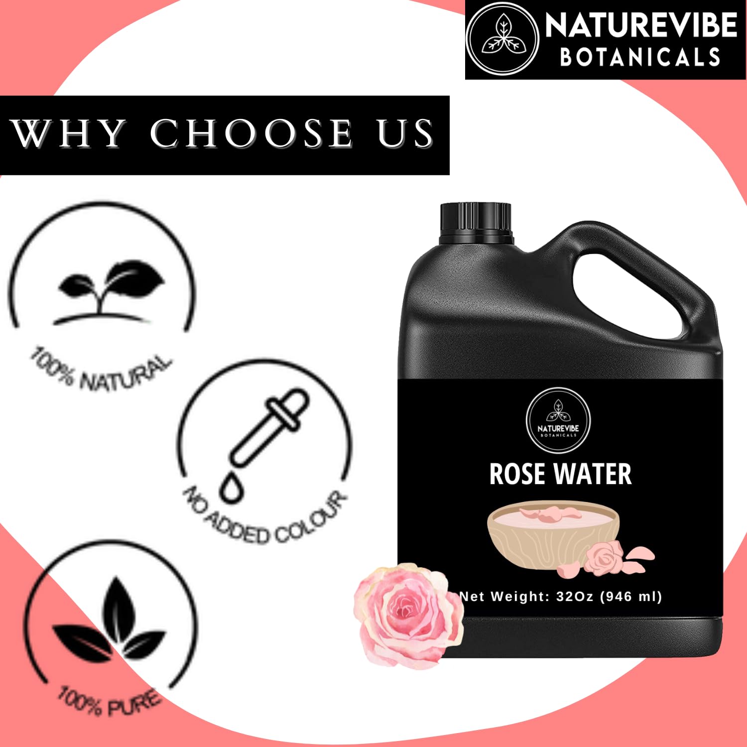 Naturevibe Botanicals rose water travel spray bottle for on the go