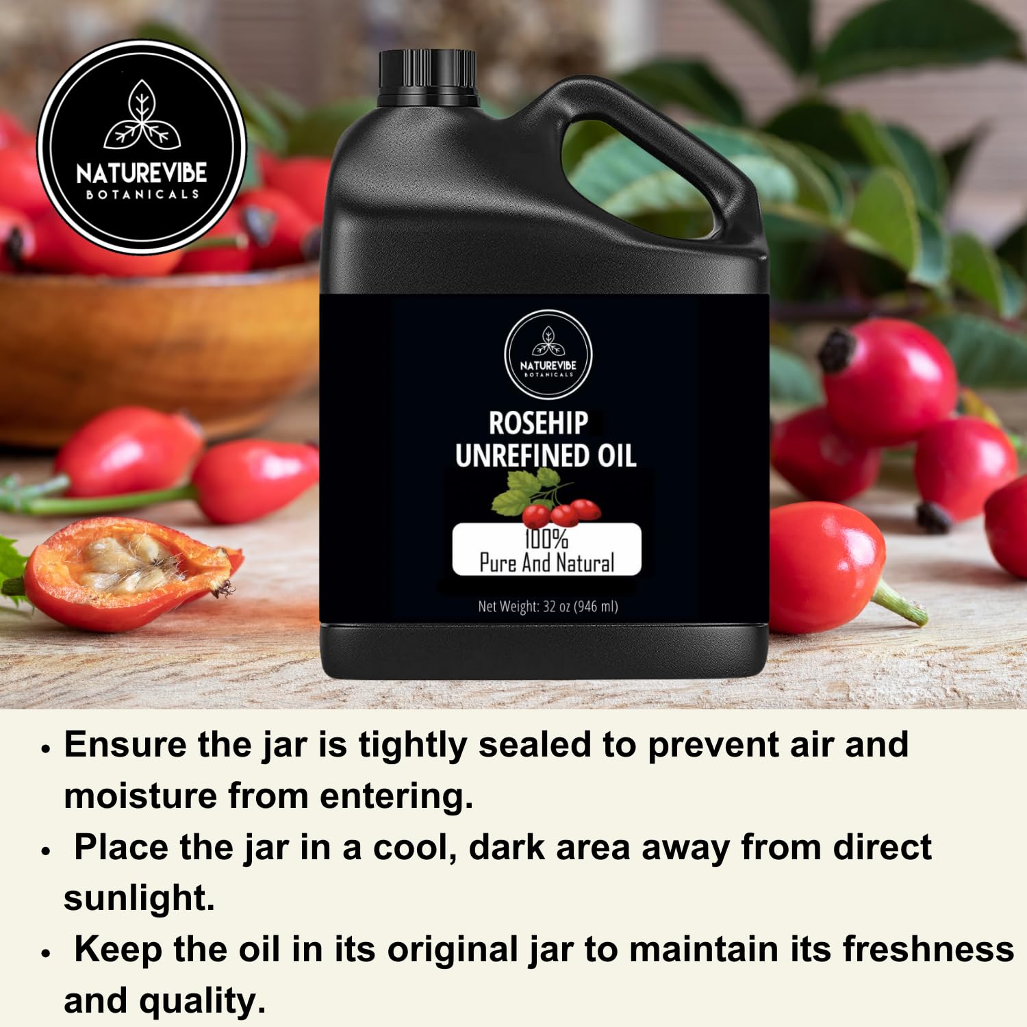 Naturevibe Botanicals Rosehip Oil with vitamins E and C