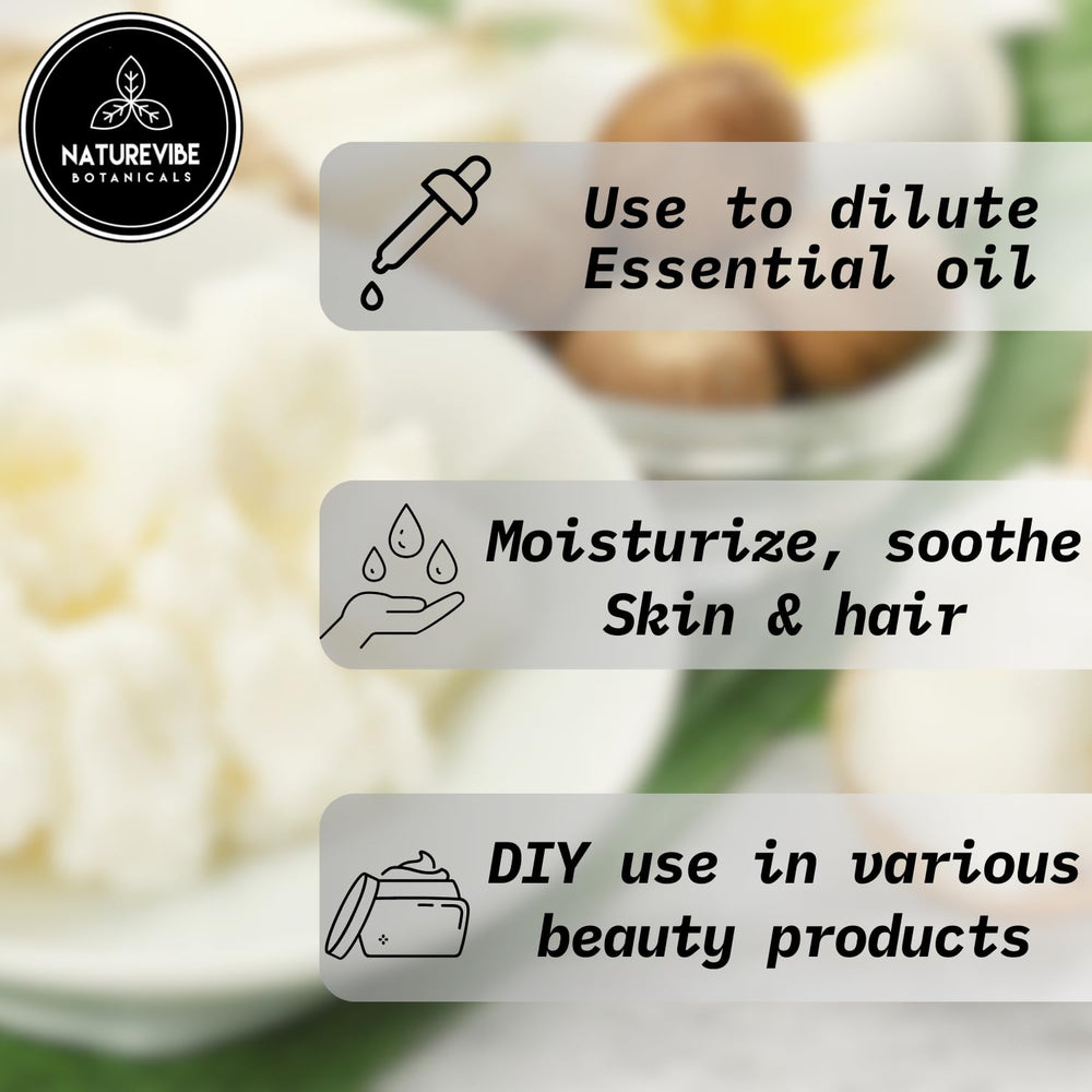 Naturevibe Botanicals Shea Nut Oil on hair illustrates added shine and nourishment.