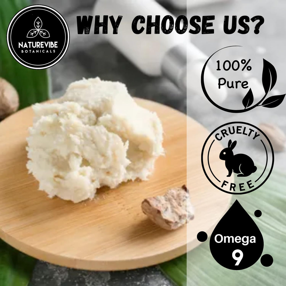 Naturevibe Botanicals Shea Nut Oil packaging conveys freshness and quality assurance.