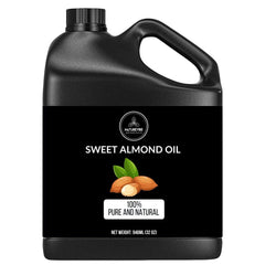 Naturevibe Botanicals Sweet Almond Oil 32oz bottle pour for smooth skin.