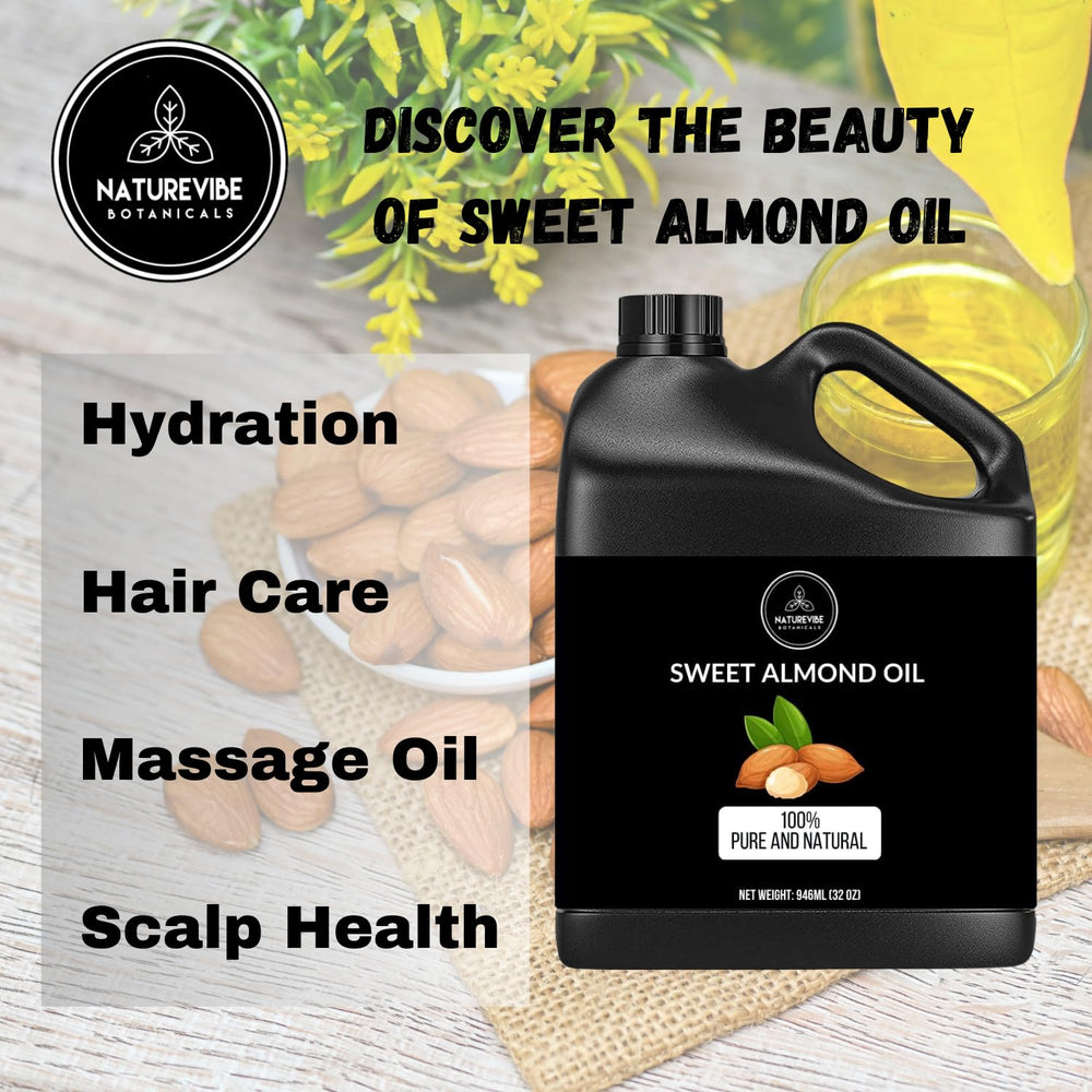 Naturevibe Botanicals Sweet Almond Oil 32oz skin application demonstrating quick absorption.