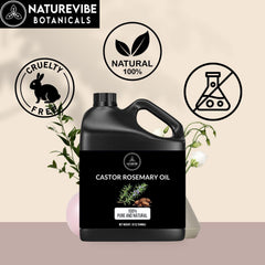 Naturevibe Botanicals castor rosemary oil bottle pour enables easy skin and lash application.