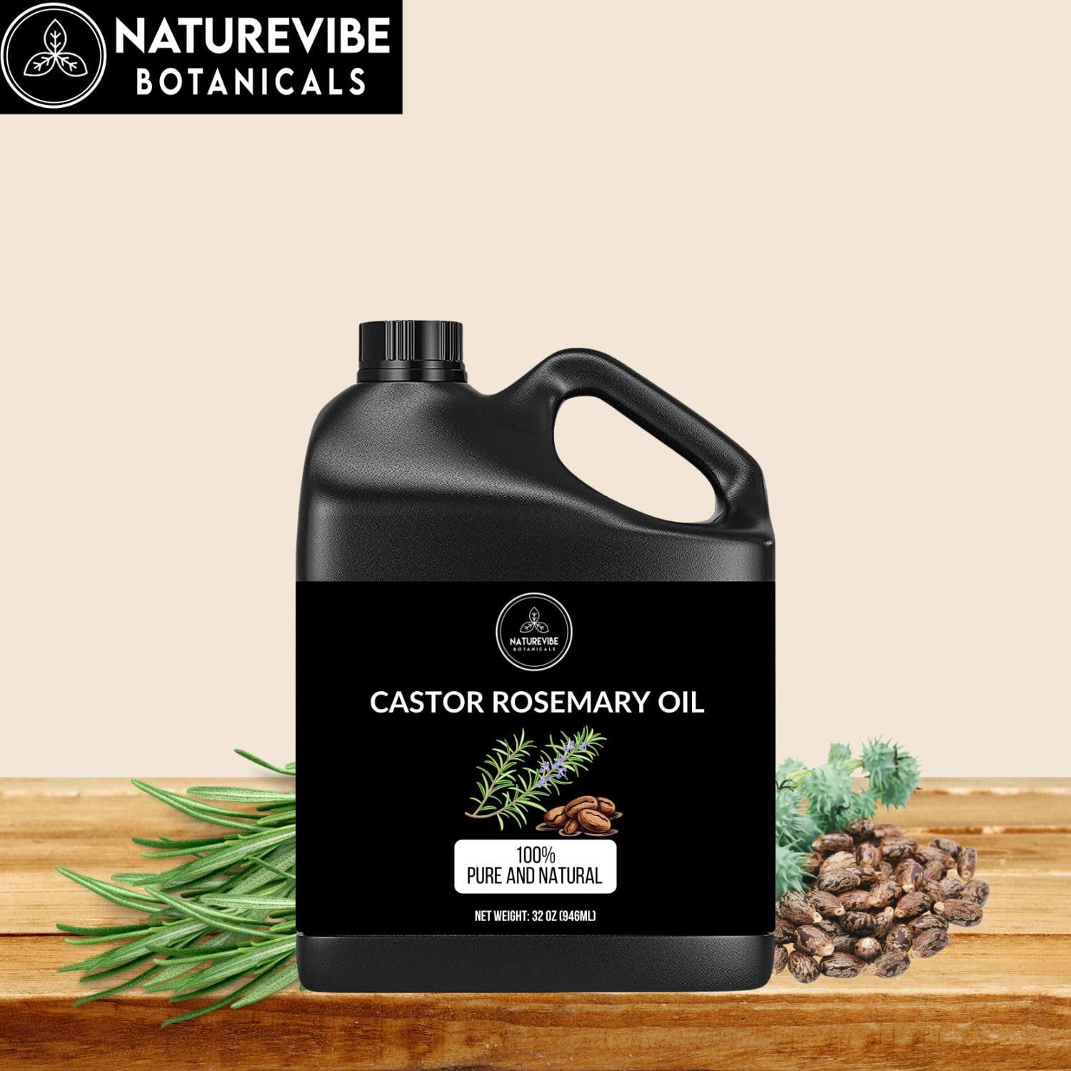 Naturevibe Botanicals castor rosemary oil close-up reveals natural texture for everyday use.