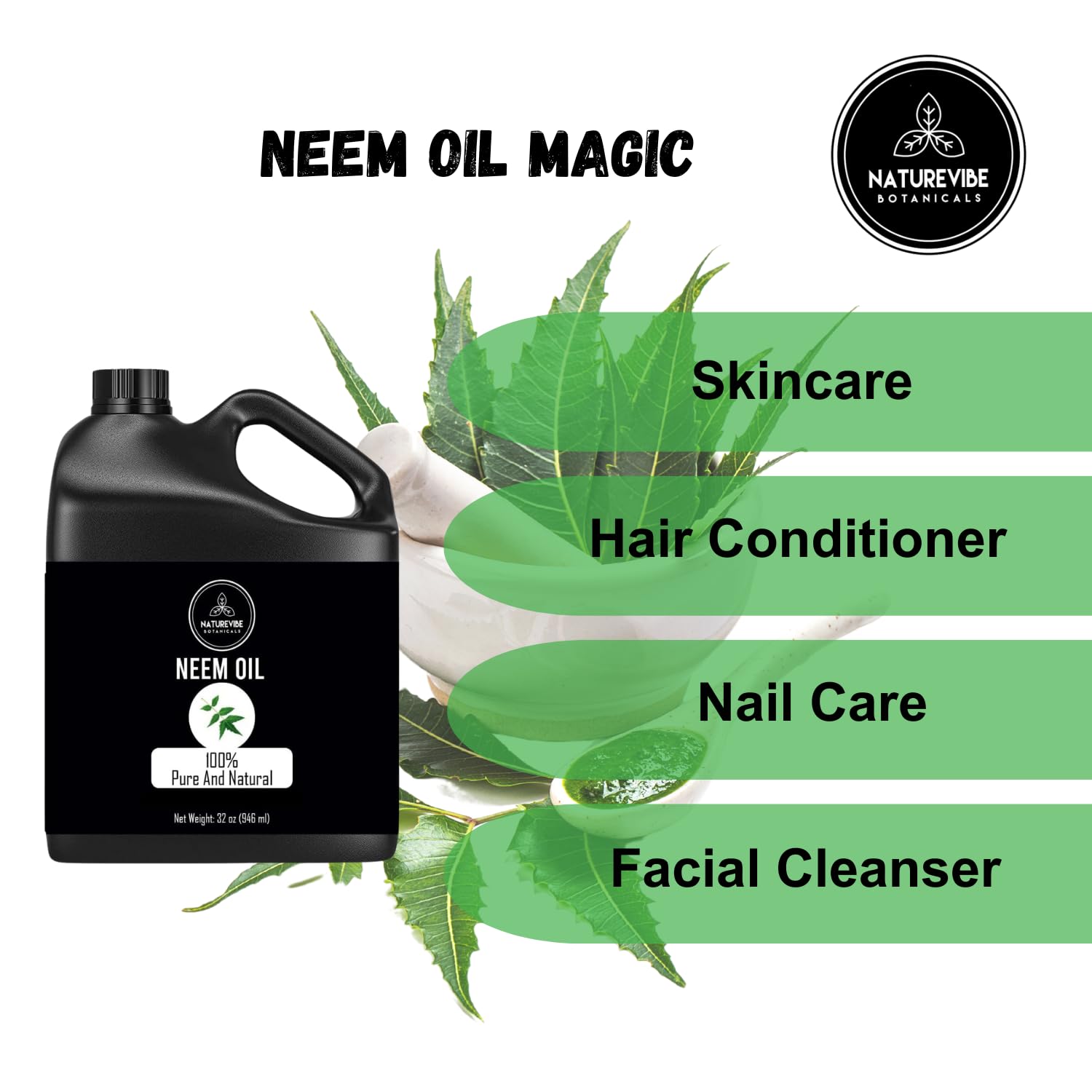 Naturevibe Neem Oil for hair care—scalp and strand nourishment with a natural aroma.
