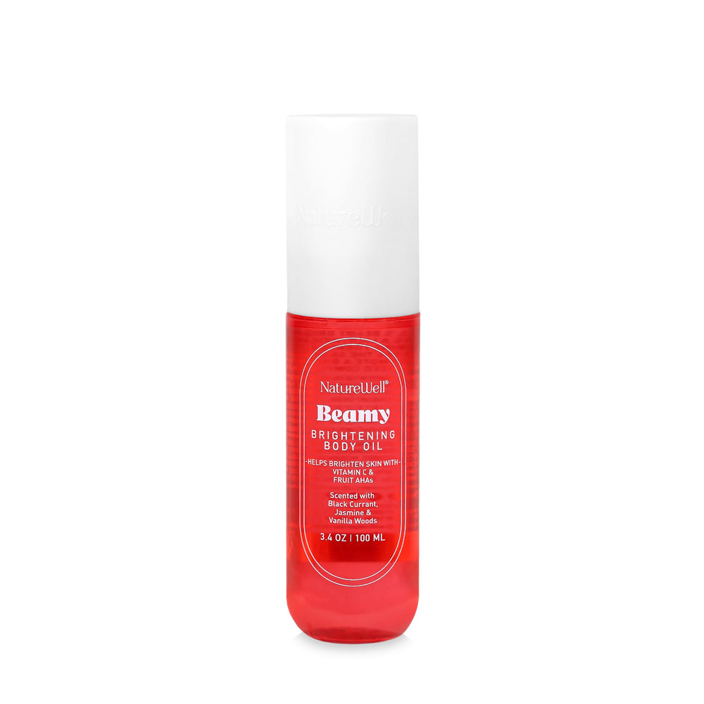 NATURE WELL Beamy Brightening Body Oil bottle for radiant hydration.