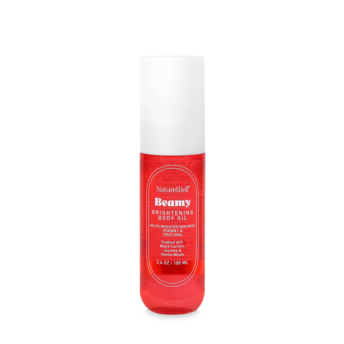 NATURE WELL Beamy Brightening Body Oil bottle for radiant hydration.
