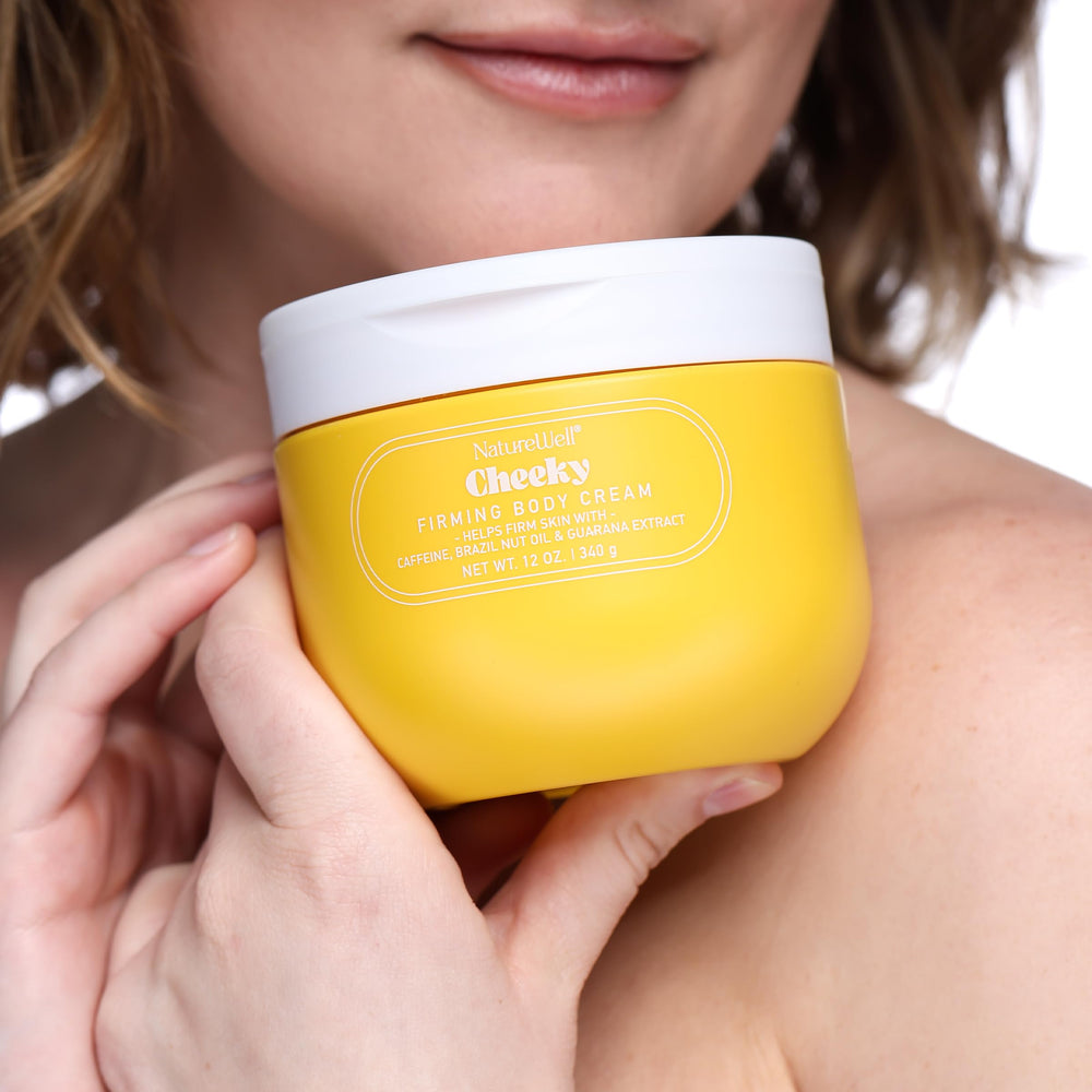 NatureWell Cheeky Firming Body Cream elasticity and softness in focus.