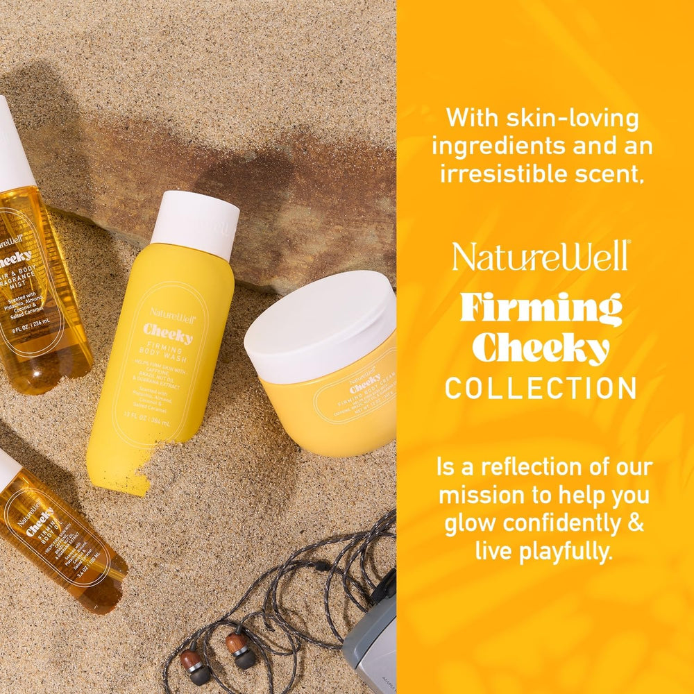 NatureWell Cheeky Firming Body Cream non-greasy finish on skin.