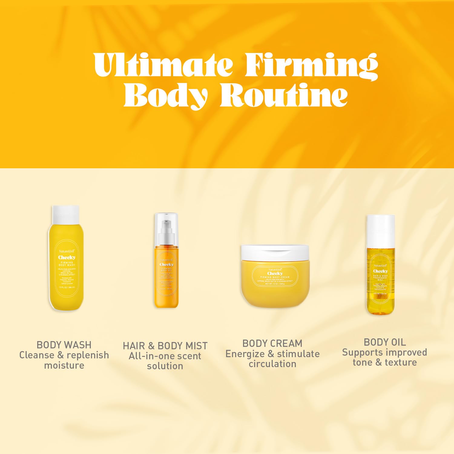 NatureWell Cheeky Firming Body Cream squalane hydrates skin.