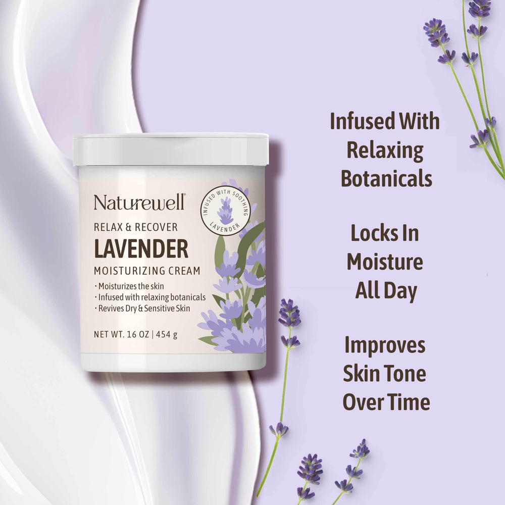 NatureWell Lavender Smooth Cream on body for silky, fast absorption