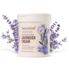 NatureWell Lavender Smooth Cream jar closeup with calming hydration