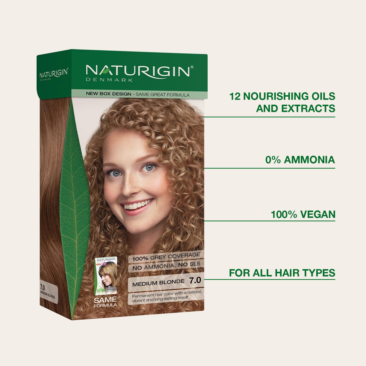Naturigin activator bottle shown for at-home color application and even results.