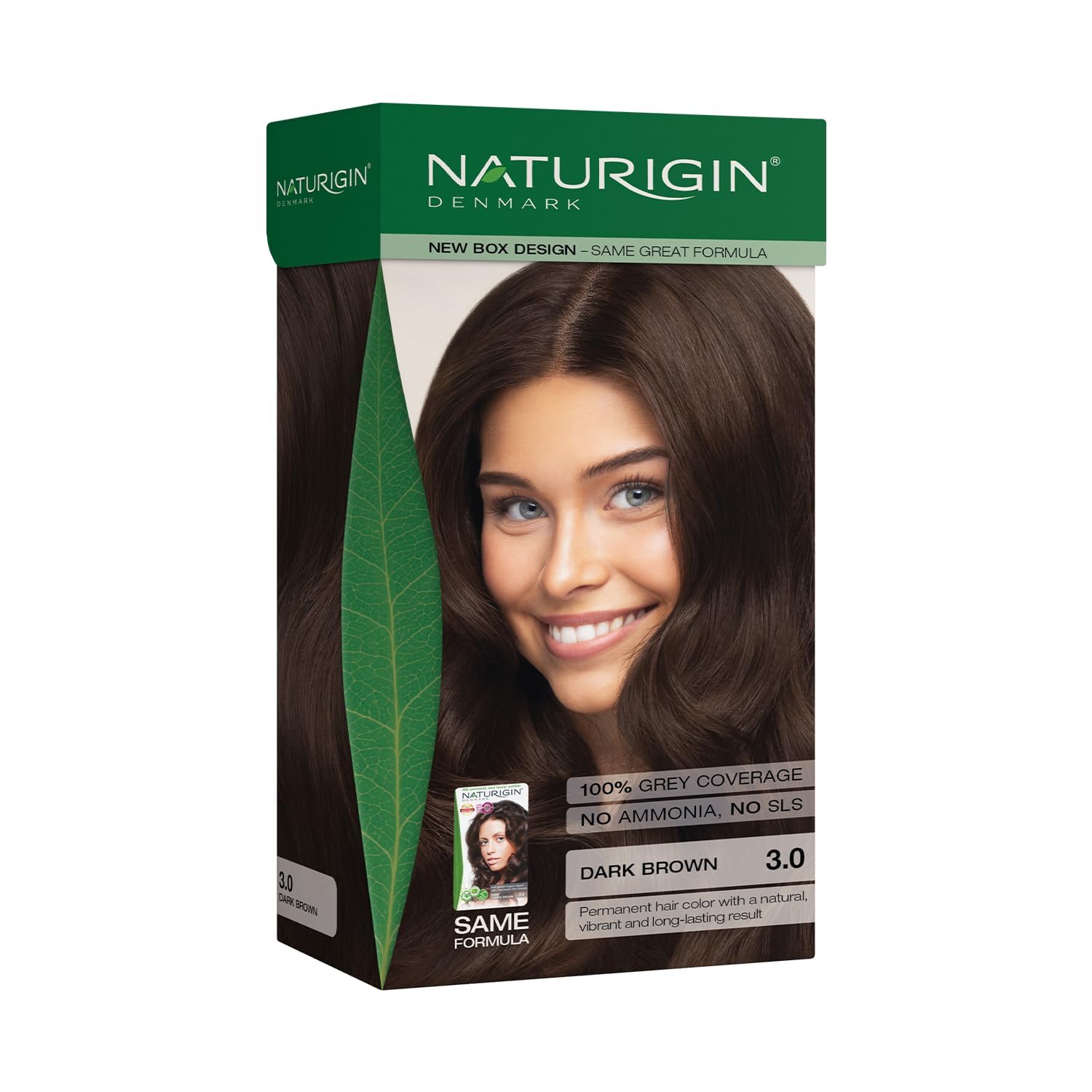 Naturigin Permanent Color 30 Dark Brown pack for at-home gray coverage and lasting shade