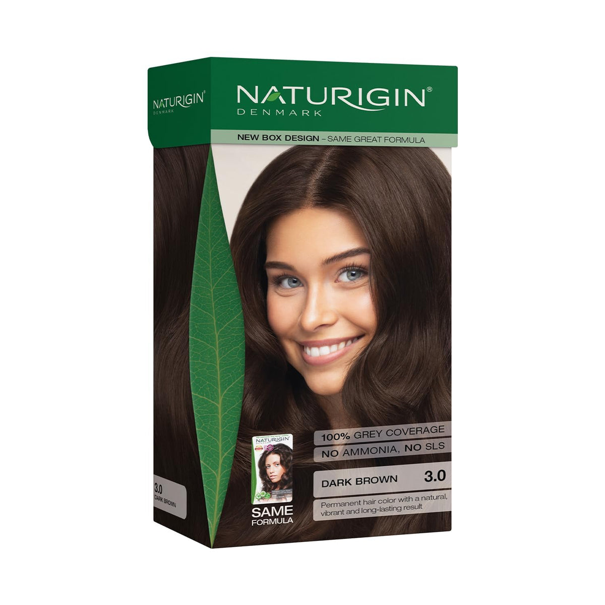 Naturigin Permanent Color 30 Dark Brown pack for at-home gray coverage and lasting shade