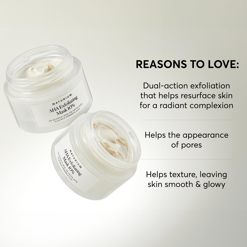 Naturium AHA Exfoliating Mask 10% texture detail highlights rice powder and clay refinement