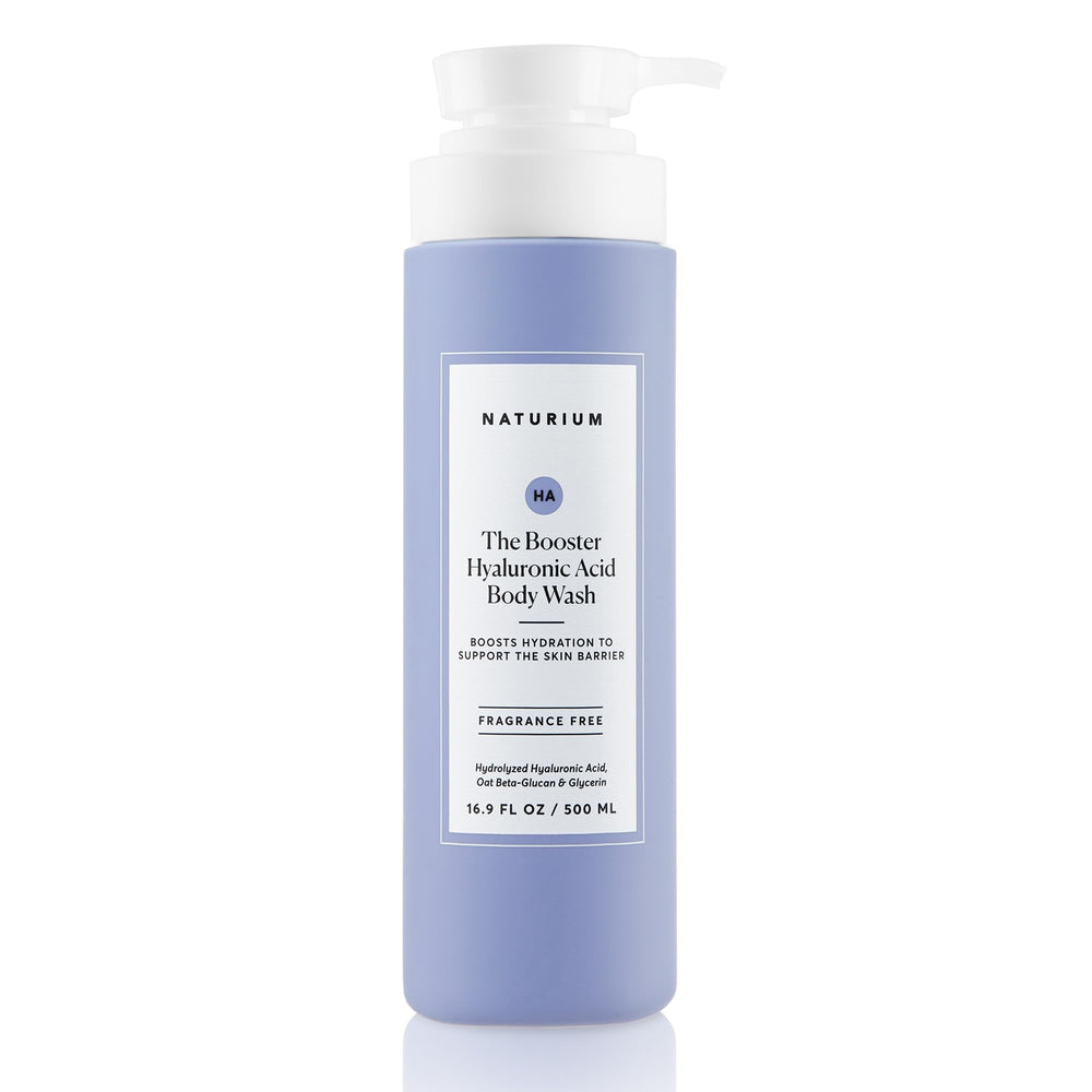 Naturium The Booster Hyaluronic Acid Body Wash bottle showing ultra-hydration benefits