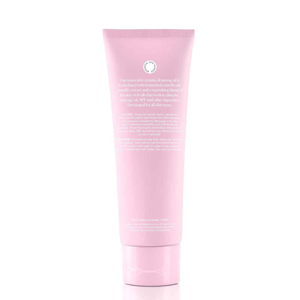 Naturium Camellia Creamy Cleansing Oil close-up shows creamy texture for spa-like cleansing.