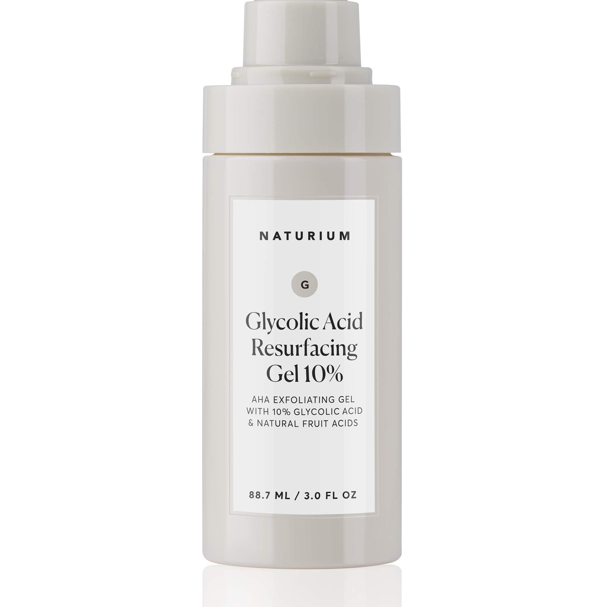 Naturium Glycolic Acid Resurfacing Gel packaging box shows 3 oz size