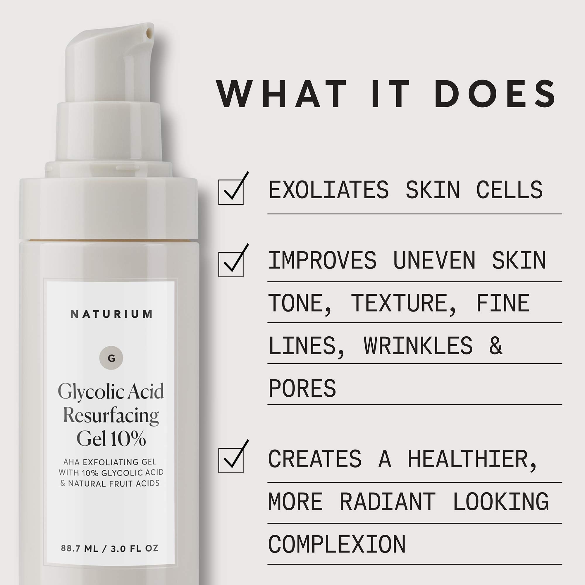 Naturium Glycolic Acid Resurfacing Gel pump bottle for easy daily use