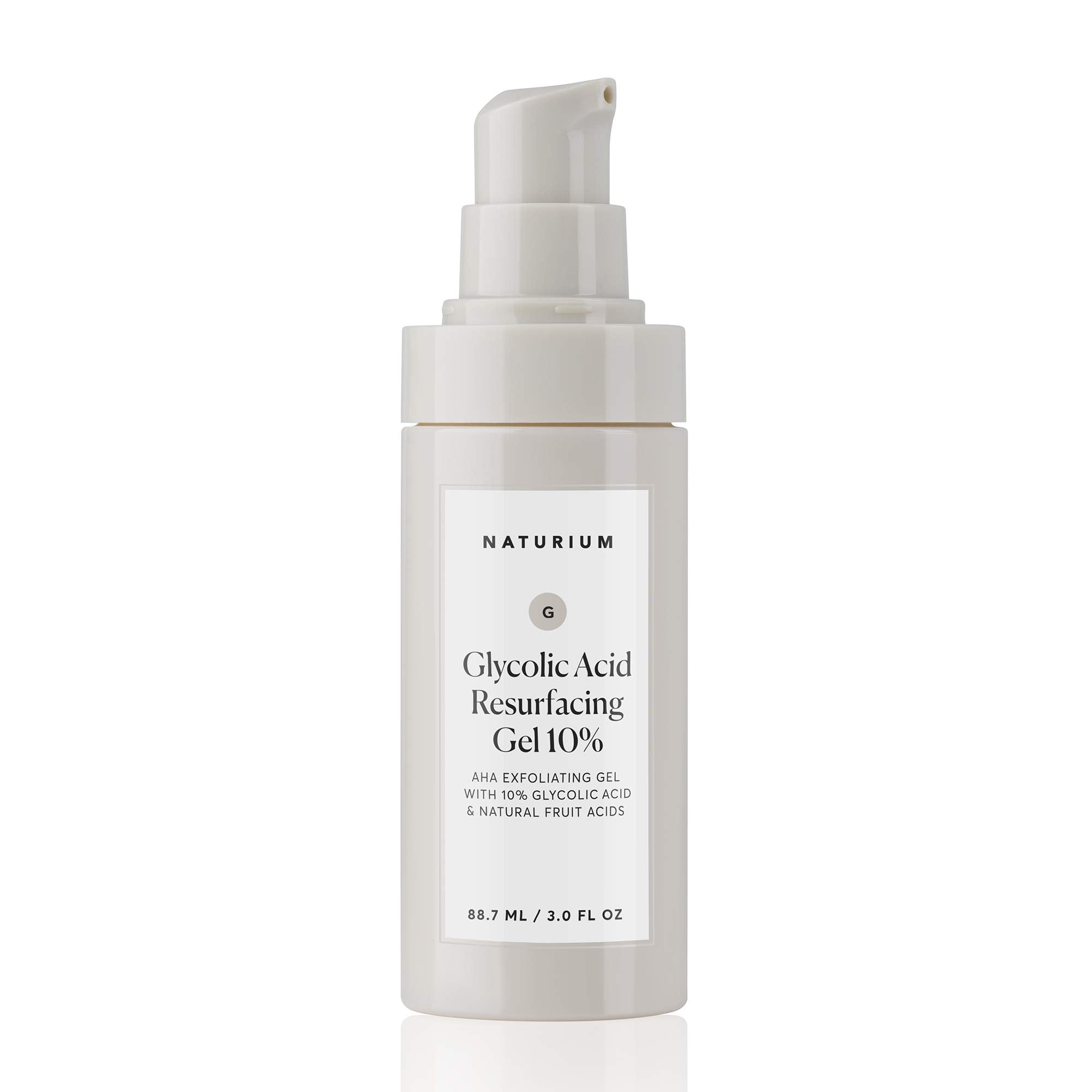 Naturium Glycolic Acid Resurfacing Gel vegan cruelty-free icons emphasize ethical formula