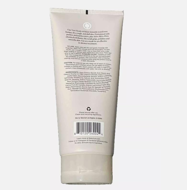 Naturium KP body scrub skin texture close-up showing smoother skin