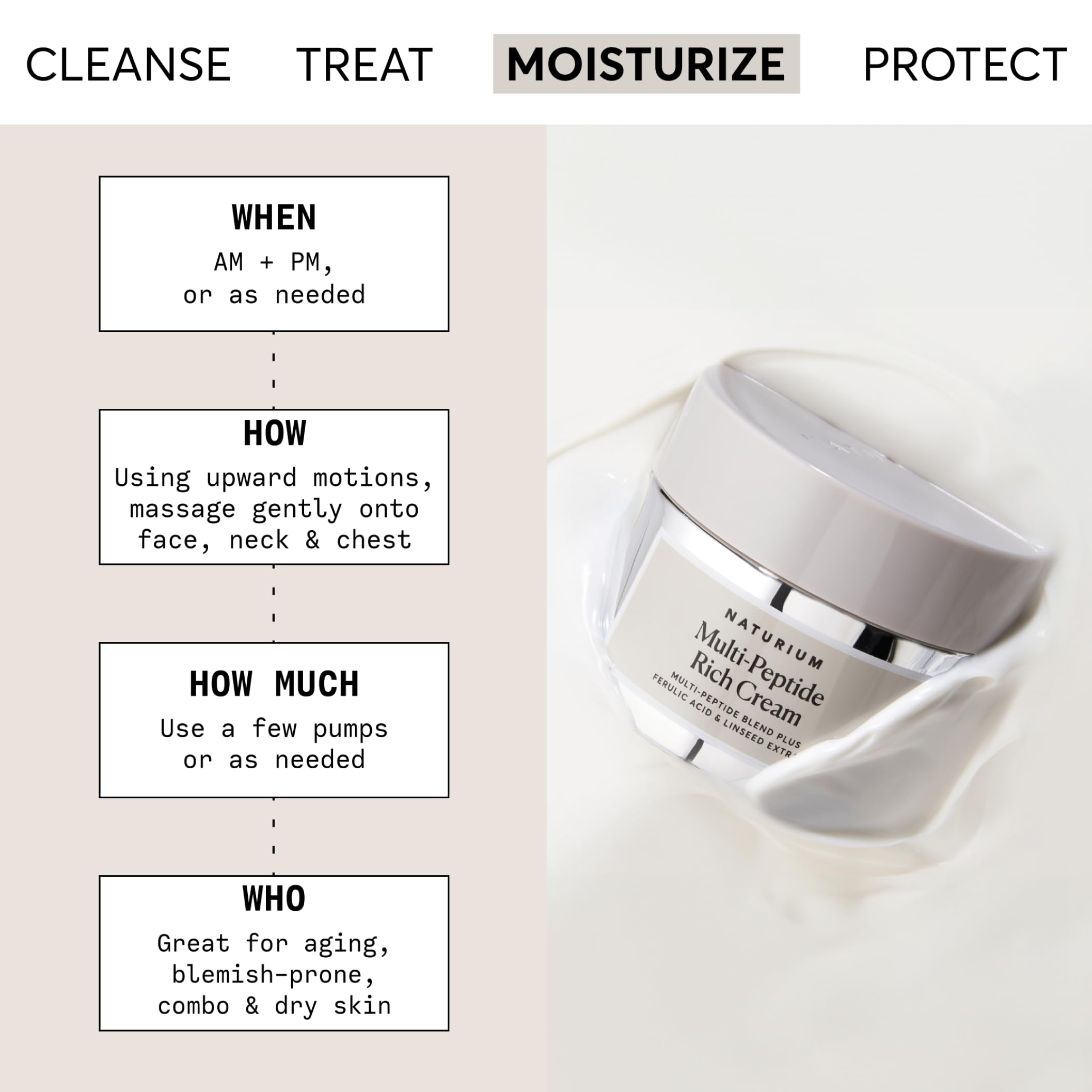 Naturium Multi-Peptide Rich Cream label highlights peptides for firming potential