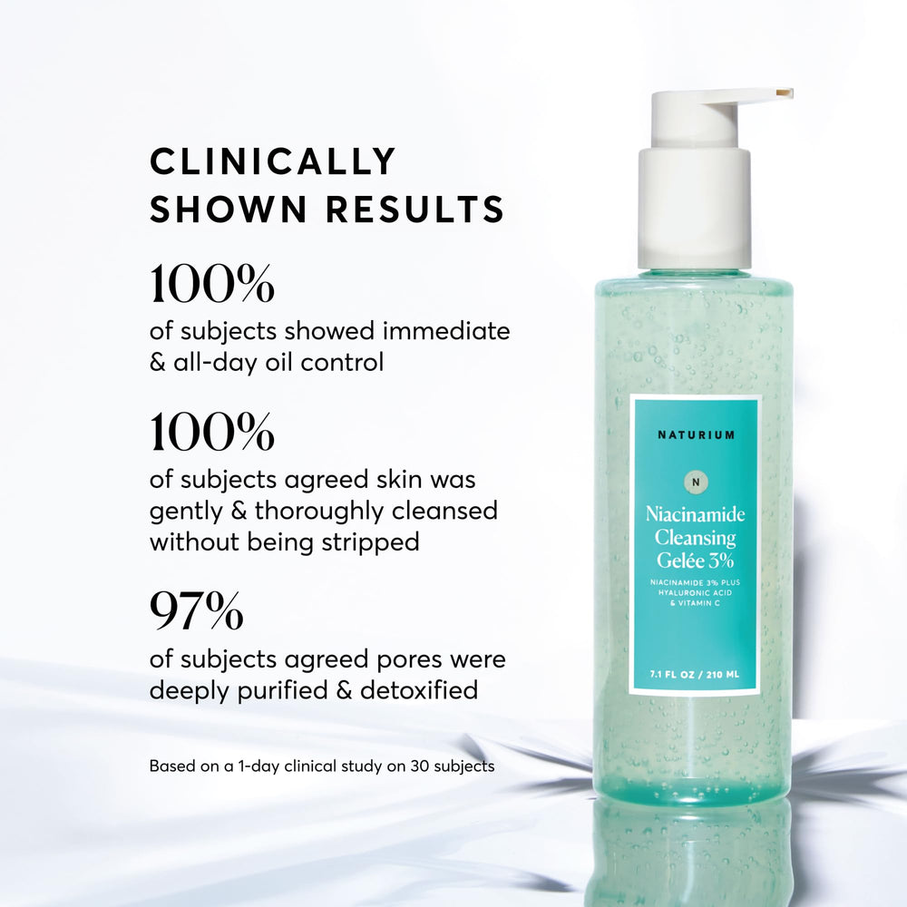 Naturium Niacinamide Cleansing Gelée close-up label emphasizes vegan, cruelty-free care