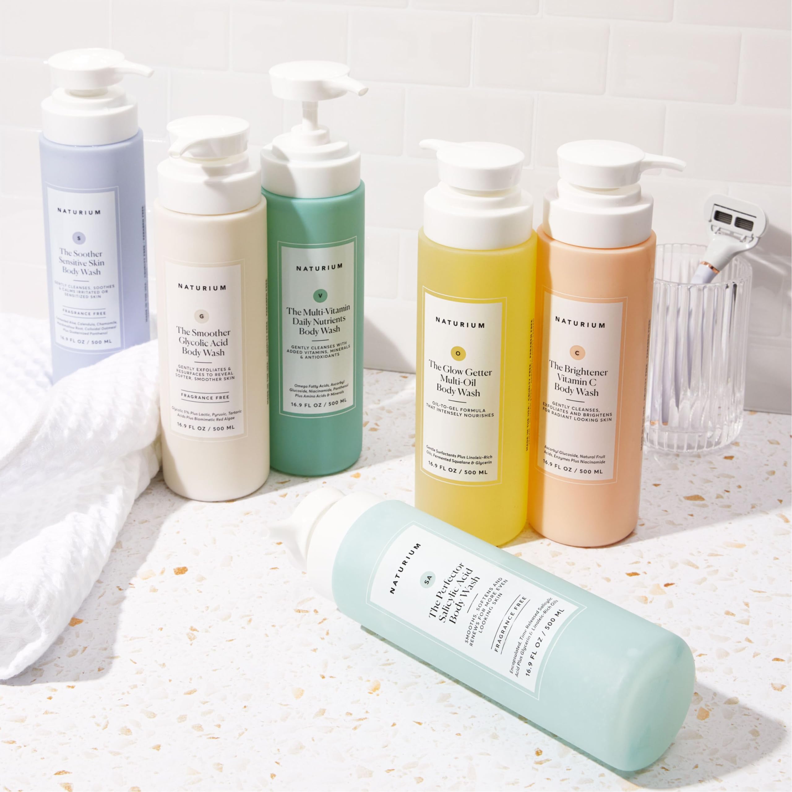 Naturium Perfector body wash vegan and cruelty-free label visible
