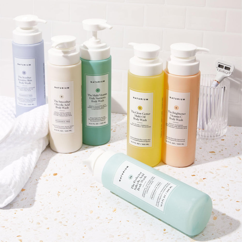 Naturium Perfector body wash vegan and cruelty-free label visible