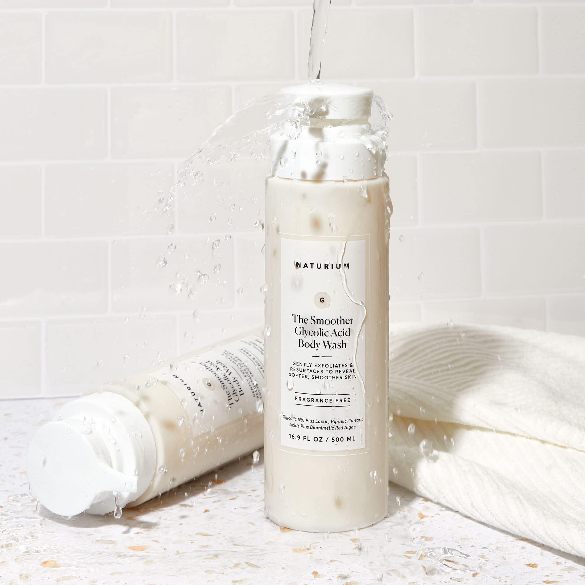 Naturium The Smoother exfoliation-action close-up shows gentle AHA exfoliation.